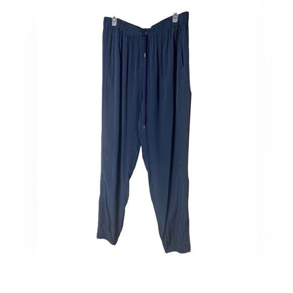 TIBI 100% SILK JOGGER NAVY PANTS NWT‎ SIZE L - Picture 2 of 5